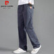 Pierre Cardin overalls men's spring and autumn loose straight casual pants men's pure cotton long pants men's dark gray XL