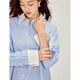 INMAN contrast embroidered striped shirt 2026 spring women's new long-sleeved cotton shirt top blue stripe XL