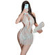 Sexy lingerie cheongsam sexy maid bed teasing flirt small breast uniform pajamas white dress thong one size