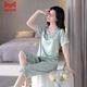 MiiOW-Pyjama für Frauen 2025 neuer Eisseiden-Sommer-Kurzarmanzug für Frauen Sommer sexy Simulation Seide dünn super heiß 1349-sandgrüne kurzärmelige kurze Hose M