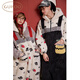 Gukoo couples pajamas winter Snoopy joint new coral velvet warm women's home wear jumpsuit men's pajamas D Yashi white L