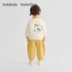 Balabala children's clothing children's suit girls and boys two-piece set 2025 autumn and winter new comfortable clothes toddler clothes cute and cute white and yellow suit 30437 100