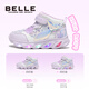 Belle Children's Shoes 25 New Winter Girls Mermaid Flashing Shoes Sweet Velvet Warm Casual Sports Shoes Pink 26