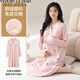 Victoria's style pure cotton nightgown with chest pad for women's new style spring and autumn new season long-sleeved pregnant women's confinement clothes postpartum breastfeeding pajamas MNQ13062#RR L [Suggested 100-120Jin [Jin equals 0.5 kg]]