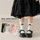 Catman Children's Socks Girls Spring and Autumn Princess Cotton Socks Lace Bow Student Middle School Girls Girls Baby Mid-calf Socks Polka Dot Plain - 4 Pairs 3-5 Years Old (M) Recommended Shoe Size 19-25