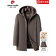 Pierre Cardin high-end men's wool coat short hooded woolen jacket autumn and winter thickened warm woolen coat men's coat khaki 2XL 185 recommended 165Jin Jin equals 0.5kg -185Jin Jin equals 0.5kg