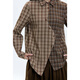 Birds and New Wine irregular splicing plaid long-sleeved shirt for women 2025 winter new design loose top color block tan HQJ04 S