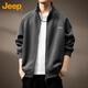 JEEP Jeep sweatshirt men's jacket spring and autumn heavy casual cardigan trendy sports clothes men's dark gray XL