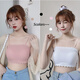Woodpecker ice silk underwear for female students, Korean version for middle and high school students, anti-exposure tube top, thin bottoming camisole for girls, black + white S (65-85Jin Jin equals 0.5kg)