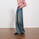 Sancai 2025 winter new one-piece velvet brushed jeans high-waisted wide-leg pants loose M