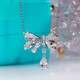 PT950 platinum full diamond bow moissanite necklace light luxury niche design imitation diamond temperament water drop necklace D-E/extreme white 1 carat LC/mirror flawless 40+5cm