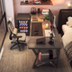 Double Computer Desk Desktop Bedroom Household Long Desk Couple Gaming Table Table and Chair Set Simple Office Desk Single-Basic Cool Black 140CM