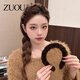 Zuoou 2025 new high skull headband with teeth, anti-slip, retro leopard print plush hairpin, high-end fashion headband and headwear, dark brown leopard print plush wave