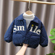 G.duck Little Yellow Duck Boys' Autumn and Winter Quilted Warm Cotton Jacket Baby Jacket Baby Letter Smiley Face Thickened Jacket Beige 100 cm