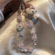 Xingyin mobile phone lanyard wrist hanging chain beaded girl's shiny high-end short chain anti-lost and fall-resistant dopamine cute little fresh pink pink control girl's heart kt lanyard pendant mobile phone lanyard wrist hanging chain Mary cat flower + TPU transparent patch