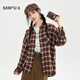 Sanfu (SANFU) langes Hemd 2025 Winter einfache Reverstasche Mode lose karierte Top Damen 512983 Ka Ge S