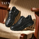 TATA 2025 Autumn Shopping Mall Same Style Comfortable and Versatile Casual Men's Shoes New Genuine Leather Business Casual VMV01CM5 Black 41