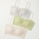 Urban Beauty Seamless Spaghetti Strap Underwear Women's 2025 Thin One-piece Bra Pad Tube Top New Beautiful Back Bra Skin Color + Fruit Green M
