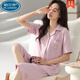Palanduo 100 pijamas de algodón Xinjiang para mujer pantalones cortos de verano de manga corta cárdigan de gran tamaño para mujeres jóvenes y de mediana edad traje ropa exterior hogar n9896 pantalones cortos de manga corta cárdigan M (80-100 Jin Jin es igual a 0,5 kg)