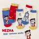 Nezha Spring and Autumn Mid-calf Socks Breathable and Deodorant Cartoon Socks Autumn and Winter Thin Socks Mixed Colors 5 Pairs 3-5 Years Old