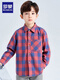 Romon Boys' Shirt Children's 100% Cotton Long Sleeve Plaid Top Spring and Autumn Thin Shirt Pure Cotton Casual Jacket Red Plaid 130 Recommended Weight 50-58Jin Jin is equal to 0.5 kg