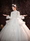 Rindu wedding dress bridal main wedding dress 2025 high-end winter main wedding dress 2025 new bridal French bow long-sleeved autumn floor-length wedding dress + three-piece set + 1.5 meter veil + gloves + bustle S S90Jin Jin is equal to about 0.5 kg