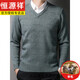 Hengyuanxiang verarbeitete V-Ausschnitt-Strickjacken-Herren-verdickte antipalte Hühnchen-Herzkragen-Pullover Daddy's Woll Plüschpullover warmes Basishemd Bean Green-6625 m 170/84a 125-135jin [Jin gleich 0,5 kg]