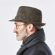 Woodpecker top hat for men, middle-aged and elderly dad, autumn and winter hat, woolen warm Shanghai beach British gentleman hat, grandpa and old man hat, striped brown, size S (head circumference 56CM)