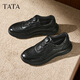 TATA 2025 Autumn Shopping Mall Same Style Comfortable and Versatile Casual Men's Shoes New Genuine Leather Business Casual VMV01CM5 Black 41