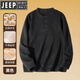 JEEP SPIRIT Heavy New Chinese Henley Collar Long Sleeve T-shirt Men's Autumn Velvet Thickened Layer Bottoming Shirt Wool Sweater PY39-Khaki M 90-130Jin Jin is equal to 0.5 kg