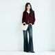 Evely's simple temperament and versatile casual zipper hooded sweater for women 2025 autumn new commuter sweater for women Burgundy red L