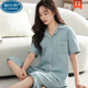 Palanduo 100 pijamas de algodón Xinjiang para mujer pantalones cortos de verano de manga corta cárdigan de gran tamaño para mujeres jóvenes y de mediana edad traje ropa exterior hogar n9896 pantalones cortos de manga corta cárdigan M (80-100 Jin Jin es igual a 0,5 kg)