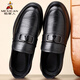 Scarecrow business casual shoes men's first-layer cowhide shoes men's formal shoes lazy slip-on beanie shoes black 43