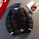 Fake two-piece hooded cotton coat for men in autumn and winter new thickened and loose Jinjiang feather cotton coat and bread fleece jacket for men Khaki XL