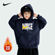 NIKE Nike Boys Hooded Sweatshirt with Velvet 2025 New Autumn and Winter Girls' Clothing Big Children's Thickened Top to Keep Warm in Winter Indigo 2233 Velvet and Thickened High Weight 160/L Recommended Height 152-158cm