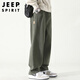 Jeep Spirit Casual Hosen für Männer Frühling und Sommer gerade Hosen für Männer losen solide Farbe vielseitige Weitbeinhosen Militärgrün 2xl
