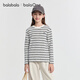 Bala BalaOne children's clothing children's long-sleeved T-shirt boys and girls 2025 autumn striped bottoming shirt 208425100203