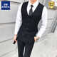 ROMON men's three-piece suit, tailored shirt, hairstylist plaid pants, Korean trendy suit suit, vest, male groomsman ao1909 light gray plaid vest 3XL 146 - 155Jin Jin is equal to 0.5 kg