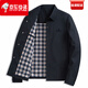 Biyinlefen 2025 spring and autumn new men's jacket middle-aged business casual solid color lapel jacket top black NJ/252281 L 175