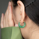 Little silversmith African green ice bottom floating flowers S925 silver earrings women's earrings new Chinese style retro green jade earrings girlfriend gift