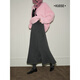 Wide dark gray fishtail skirt sweater skirt high waist skirt skirt 25 autumn and winter new women's umbrella skirt long skirt dark gray L