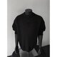 XUANSENTU black Henry collar sweater for men, spring and autumn mature and stable POLO knitted bottoming shirt, lazy style inner sweater, black M
