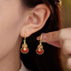 Little Silversmith S925 silver gourd earrings for women agate small gourd copper coin earrings new Chinese style hollow tassel earrings girlfriend gift
