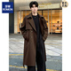 ROMON 2025 new mid-length men's windbreaker large size loose suit collar coat double-breasted over-the-knee coat tea coffee color XL 150-170Jin Jin is equal to about 0.5 kg