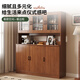 Konosu solid wood sideboard integrated wall-mounted living room wine cabinet tea cabinet storage cabinet multi-functional meal preparation storage storage cabinet four cabinet doors walnut color 80*34*182cm self-installation (installation tools provided)