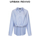 UR2026 Spring New Women's Temperament Contrast Color Striped Twist Blouse Shirt UWM250144 Blue Stripes S (XS-S)