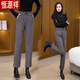 Hengyuanxiang women's winter trousers plus velvet wide-leg trousers middle-aged mothers autumn and winter trousers versatile nine-point pants black gray plus velvet thickening L Recommendation 100-115Jin Jin equals 0.5 kg