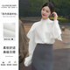 GIRDEAR Human Tea White New Palace French Fashion Romantic Ribbon Premium Shirt 130079 Black M (3)