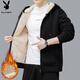 Playboy (PLAYBOY) jacket men's sherpa autumn and winter men's jacket sweatshirt casual plus velvet thickened trendy clothes