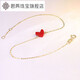 Junliang 18K gold and red heart bracelet for women, light luxury color gold, ins feeling confession, Chinese Valentine's Day gift for girlfriend, 18K gold and red